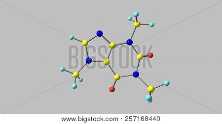 Caffeine Molecule Is A Central Nervous System Stimulant Of The Methylxanthine Class. 3d Illustration
