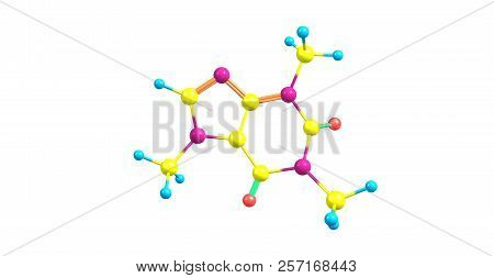 Molecular Structure Of Caffeine Isolated On White