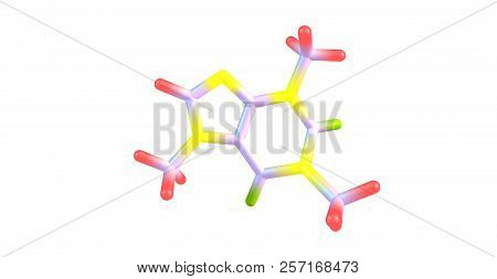 Molecular Structure Of Caffeine Isolated On White