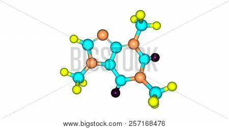 Molecular Structure Of Caffeine Isolated On White