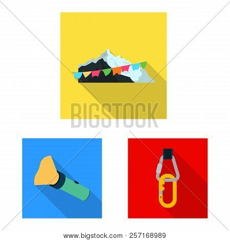 Isolated Object Of Alpinism And Peak Symbol. Set Of Alpinism And Camp Vector Icon For Stock.