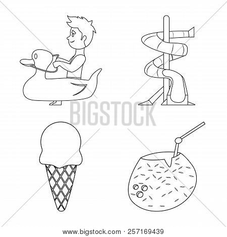 Isolated Object Of Pool And Swimming Icon. Set Of Pool And Activity Stock Vector Illustration.
