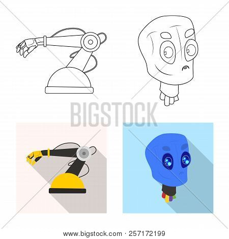 Vector Illustration Of Robot And Factory Logo. Collection Of Robot And Space Vector Icon For Stock.