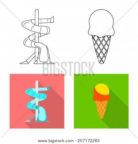 Vector Illustration Of Pool And Swimming Symbol. Collection Of Pool And Activity Vector Icon For Sto
