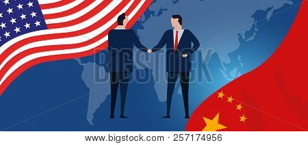 Usa And China Reach Out Their Hands Maing Deals Handshake International Agreement Cooperation Ending