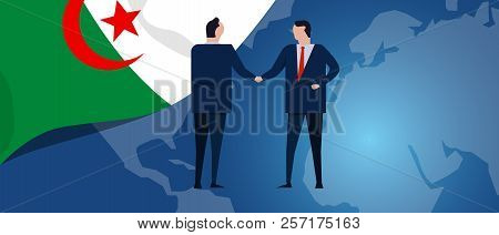 Algeria International Partnership. Diplomacy Negotiation. Business Relationship Agreement Handshake.