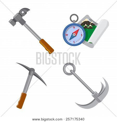 Vector Illustration Of Alpinism And Peak Logo. Set Of Alpinism And Camp Stock Vector Illustration.