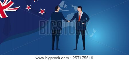 New Zealand International Partnership. Diplomacy Negotiation. Business Relationship Agreement Handsh