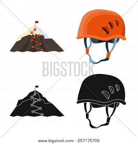 Vector Illustration Of Alpinism And Peak Icon. Set Of Alpinism And Camp Vector Icon For Stock.