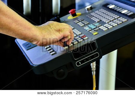The Control Panel Of The Program Of Work On The Control Panel Of The Precision Cnc Machining Center,