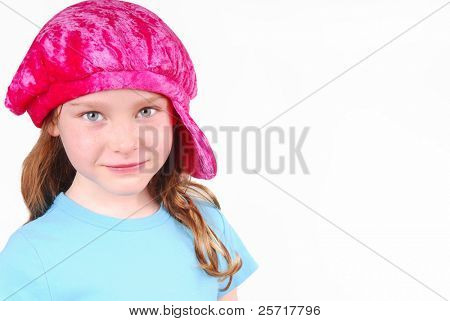 สาวน่ารักในหมวกสีชมพู