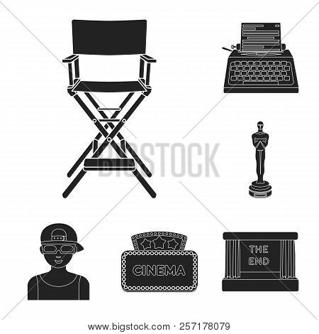 Films And Cinema Black Icons In Set Collection For Design.movies And Attributes Vector Symbol Stock 