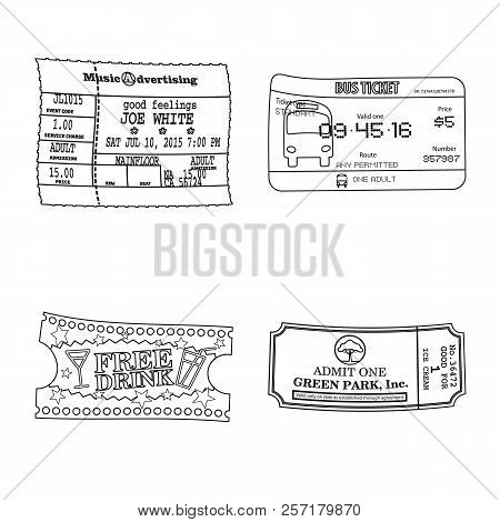 Vector Illustration Of Ticket And Admission Sign. Collection Of Ticket And Event Vector Icon For Sto