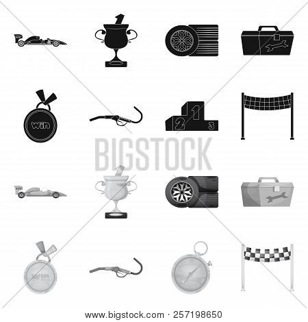 Vector Illustration Of Car And Rally Symbol. Set Of Car And Race Stock Vector Illustration.