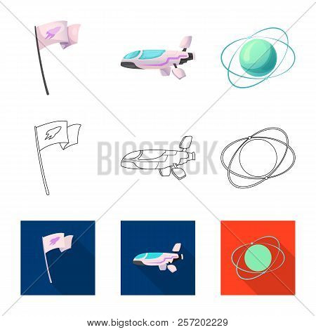 Vector Design Of Mars And Space Sign. Set Of Mars And Planet Vector Icon For Stock.