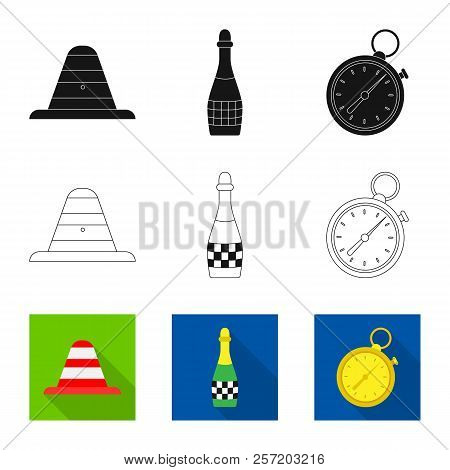 Vector Illustration Of Car And Rally Sign. Set Of Car And Race Stock Vector Illustration.