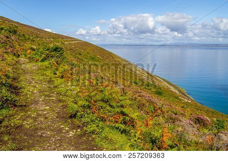 Burren Way Trail With Galway Bay In Background