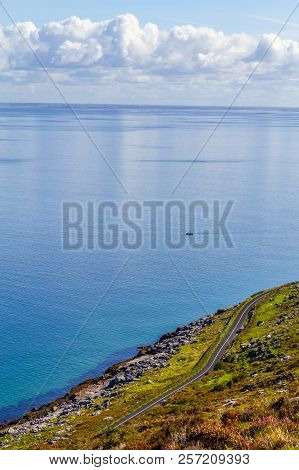Burren Way Trail With Galway Bay In Background