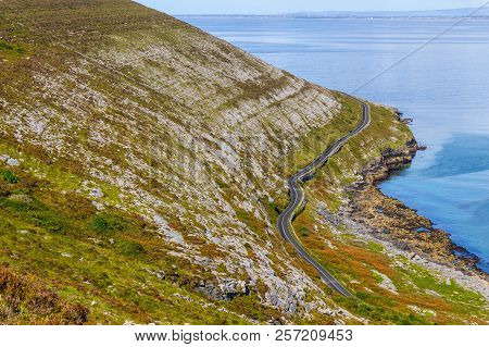 Burren Way Trail With Galway Bay In Background