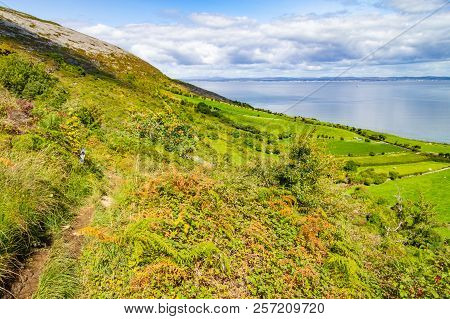 Burren Way Trail With Galway Bay In Background