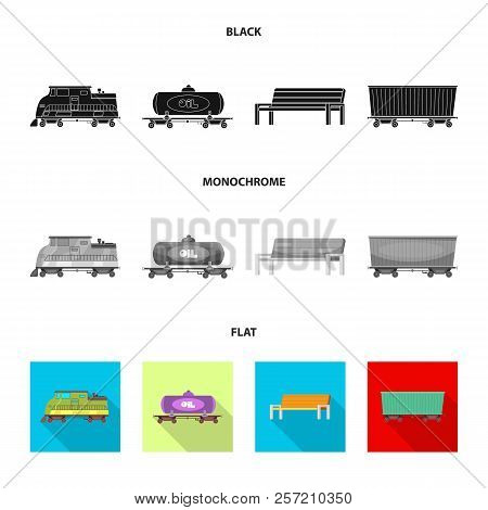 Vector Illustration Of Train And Station Icon. Collection Of Train And Ticket Stock Vector Illustrat