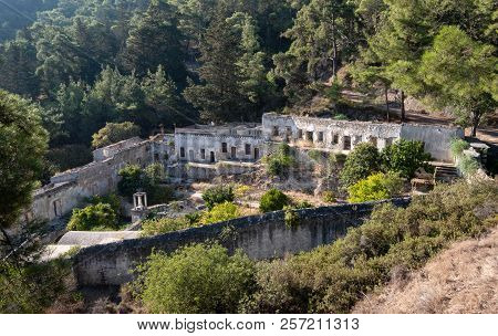 Abandoned Armenian Monastery Called Armenomonastiro In A Valley At Pentadaktylos Mountains, Northern