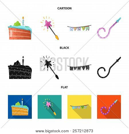 Vector Illustration Of Party And Birthday Icon. Set Of Party And Celebration Vector Icon For Stock.