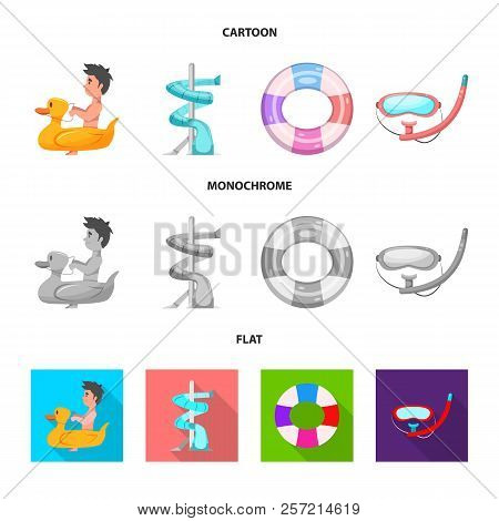 Isolated Object Of Pool And Swimming Sign. Collection Of Pool And Activity Stock Vector Illustration
