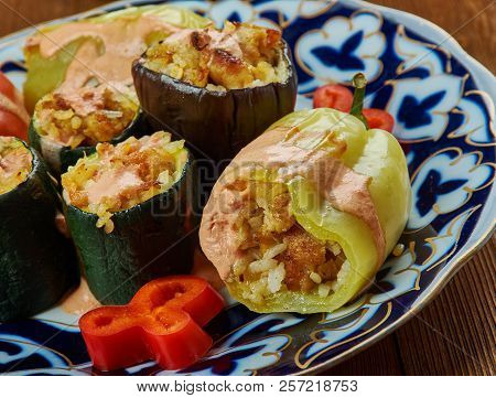 Xorcis Tolma Stuffed Vegetables , Georgian Cuisine  Close Up