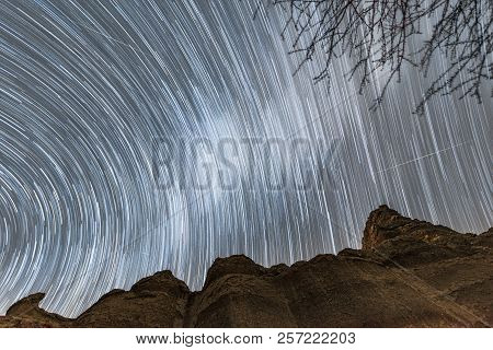 Beautiful Milky Way At White Pocket Wilderness Touring Spot In Arizona Desert.