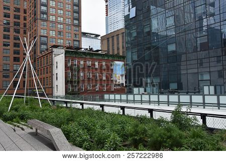 New York, Ny - Jun 9: The High Line In Manhattan, New York, As Seen On Jun 9, 2018. It Is A 1.45-mil