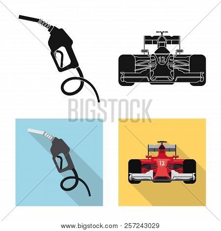 Vector Illustration Of Car And Rally Symbol. Set Of Car And Race Stock Vector Illustration.
