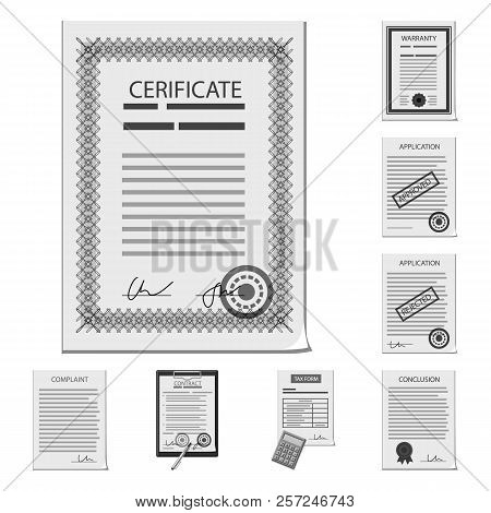 Vector Illustration Of Form And Document Icon. Set Of Form And Mark Stock Symbol For Web.