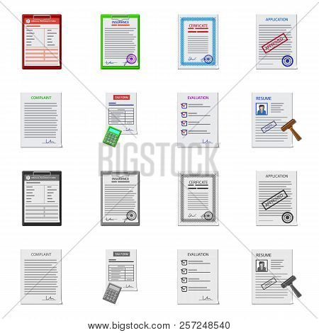 Vector Illustration Of Form And Document Symbol. Set Of Form And Mark Vector Icon For Stock.