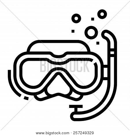 Snokeling Gear Vector Illustration In Line Stroke Design
