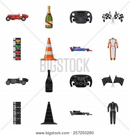 Vector Design Of Car And Rally Symbol. Set Of Car And Race Stock Vector Illustration.
