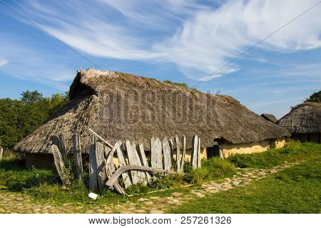 Old Viking Houses In Museum In Lejre, Denmark