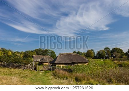 Old Viking Houses In Museum In Lejre, Denmark