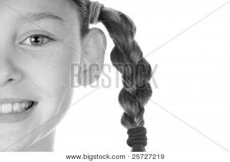 happy girl wearing braids