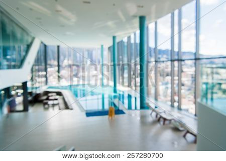 Abstract Blur Luxury Indoor Swimming Pool Background
