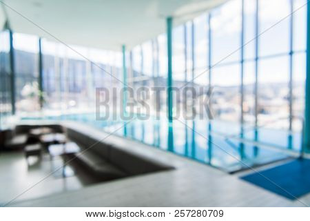 Abstract Blur Luxury Indoor Swimming Pool Background