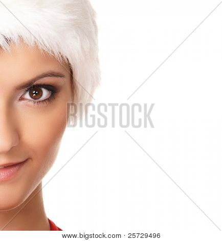 Porträt der jungen, sexy weibliche Santa isolated on white