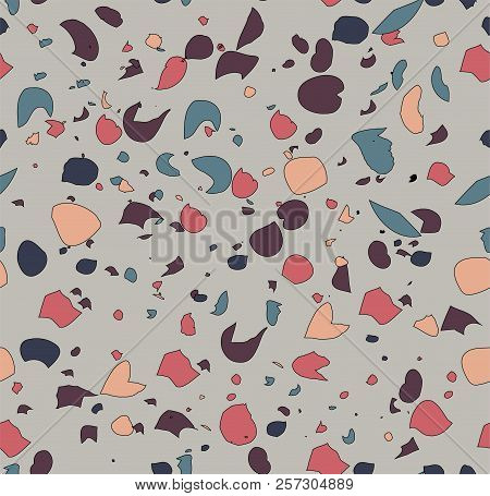 Terrazzo Seamless Pattern. Vector Seamless Pattern With Pebbles And Stone.