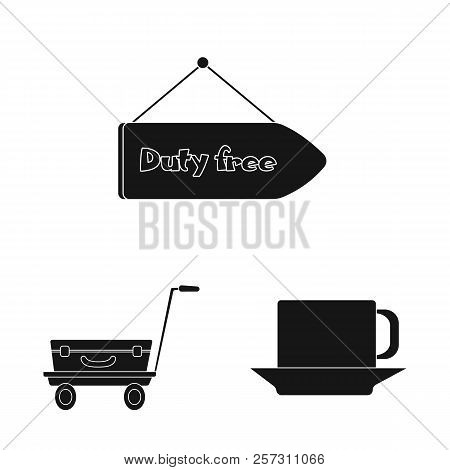 Vector Design Of Airport And Airplane Sign. Collection Of Airport And Plane Vector Icon For Stock.
