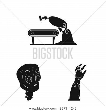 Vector Illustration Of Robot And Factory Sign. Collection Of Robot And Space Stock Vector Illustrati