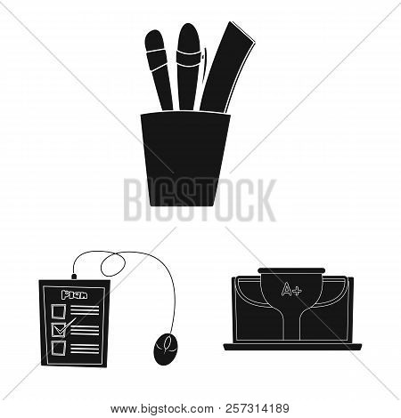 Vector Design Of Education And Learning Icon. Collection Of Education And School Vector Icon For Sto
