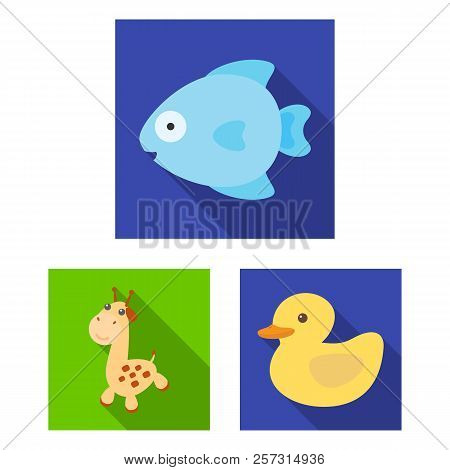 An Unrealistic Flat Animal Icons In Set Collection For Design. Toy Animals Vector Symbol Stock Web I