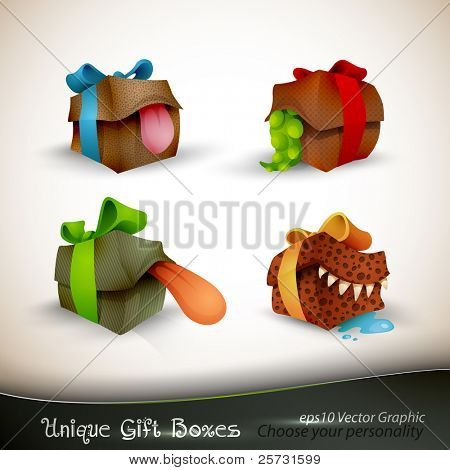 De edele, de kleverige, de wrede en Bruce | De giften van Kerstmis met persoonlijkheid | EPS10 Vector Se
