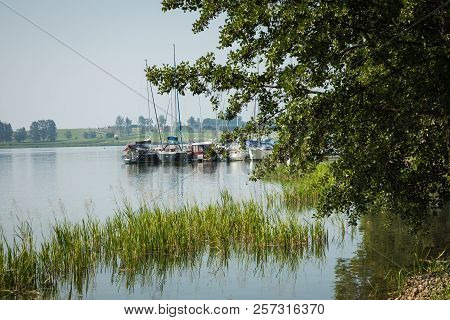 Ryn, Warmia-masuria Province / Poland - July 31, 2018: Marina And Pier On Rynskie Lake, Town Of Ryn.
