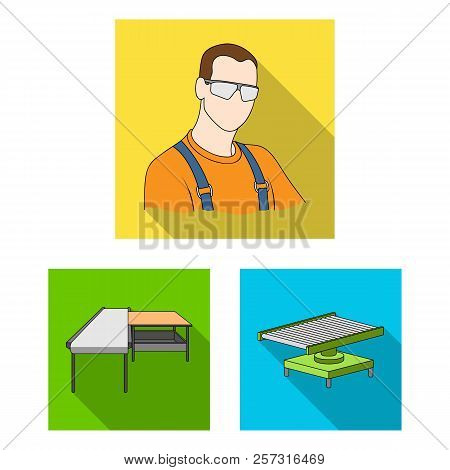 Equipment And Machine Flat Icons In Set Collection For Design.technical Progress Of The Factory Vect